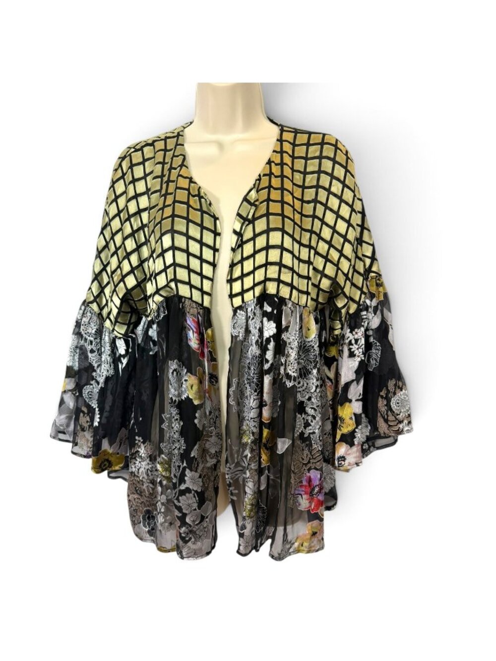 Aria.A Silk Blend Floral Open Front Kimono Cardigan Size Medium